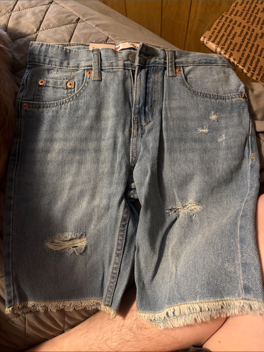 Levis boys size 10 regular Distressed Light Blue Denim Shorts - Casual Cut